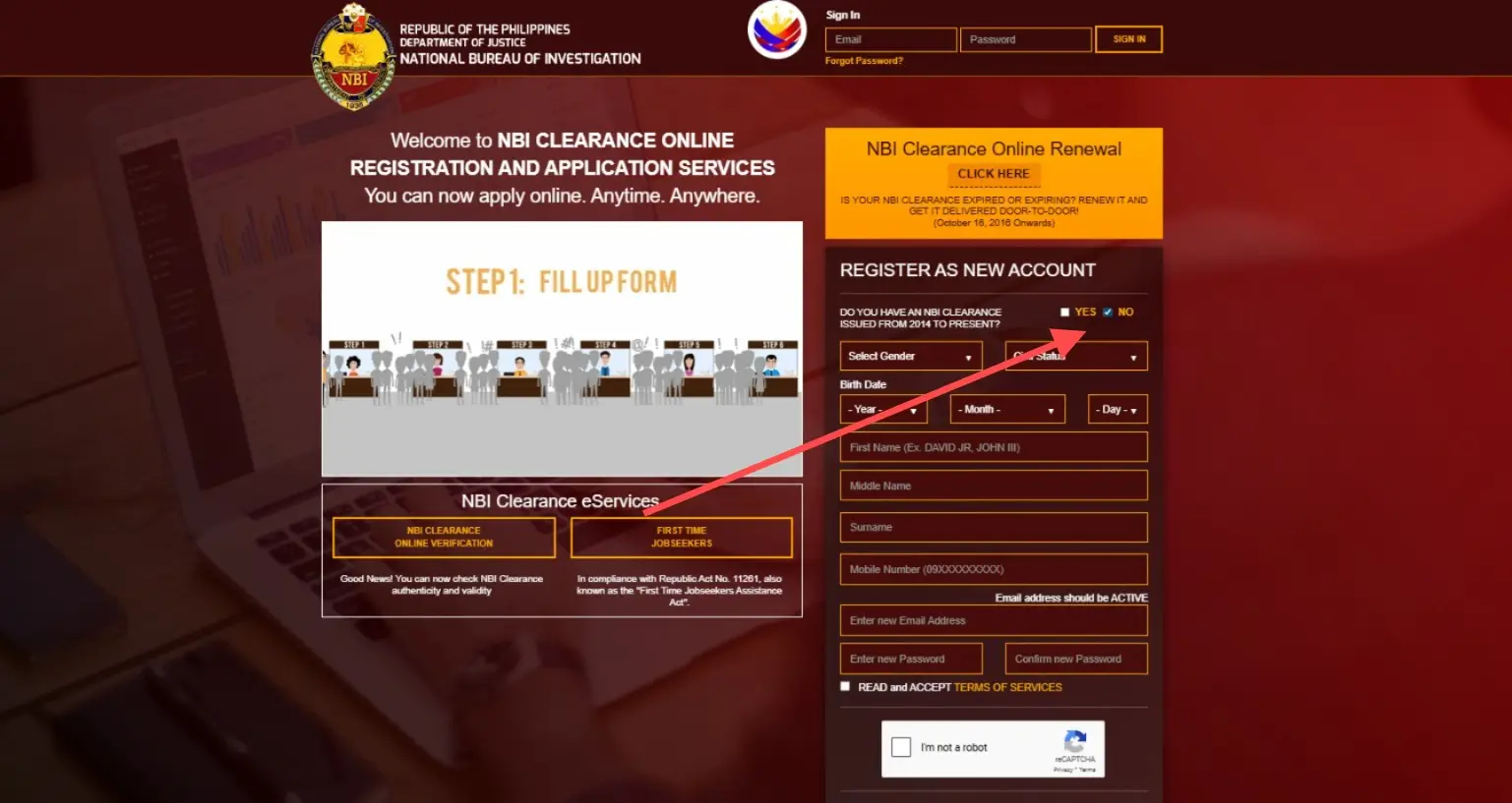 Go to the Official NBI Clearance Website